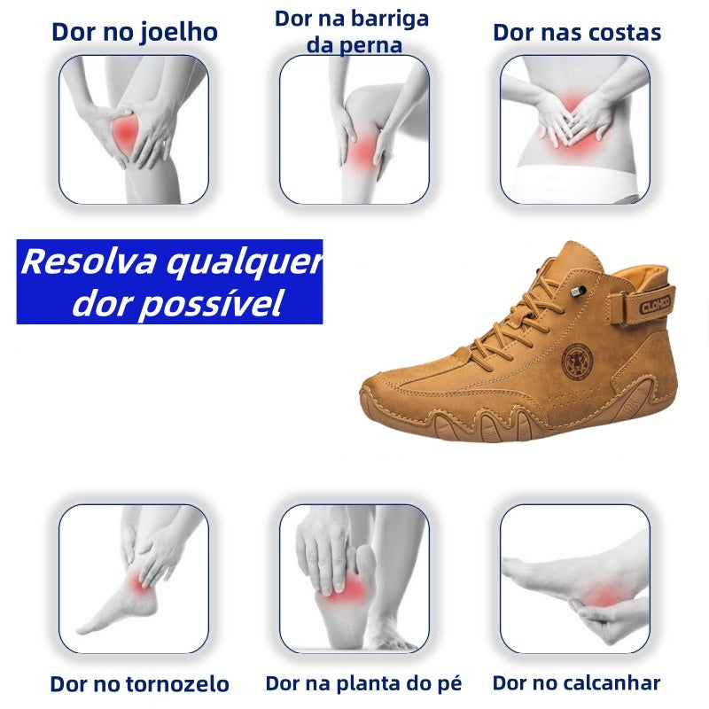 [⏰Desconto de 50% por tempo limitado - Não perca] Sapatos ortopédicos com design ergonómico - Couro premium + costurado à mão 👞