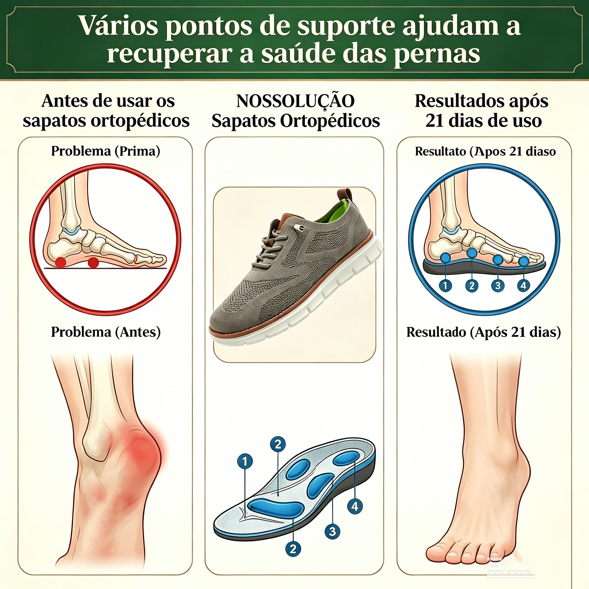 🔥50% de desconto hoje - não perca! | Calçado ortopédico ergonômico, macio e confortável para uso diário e esportes - ✅Suporte para o arco do pé facilita a caminhada