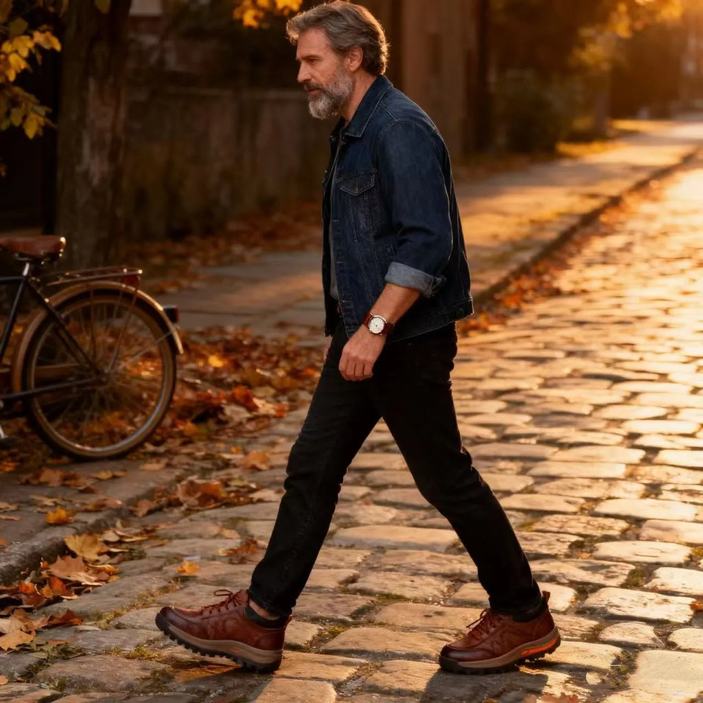 (🎁Oferta por tempo limitado) Sapatos de couro de vitelo italiano macios e confortáveis 🐂 Costurados à mão, impermeáveis e antiderrapantes ✅ Suporte para o arco do pé: caminhada confortável