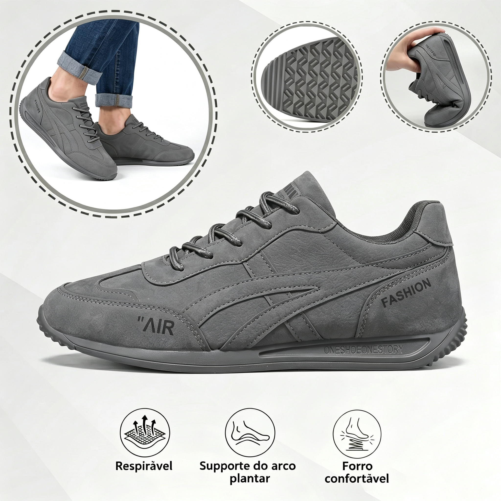 🔥 Oferta especial de hoje com 50% de desconto🎁Sapatos ortopédicos masculinos para caminhada ✅ Respiráveis e antiderrapantes - Diga adeus à dor nos pés e desfrute de conforto o dia todo!
