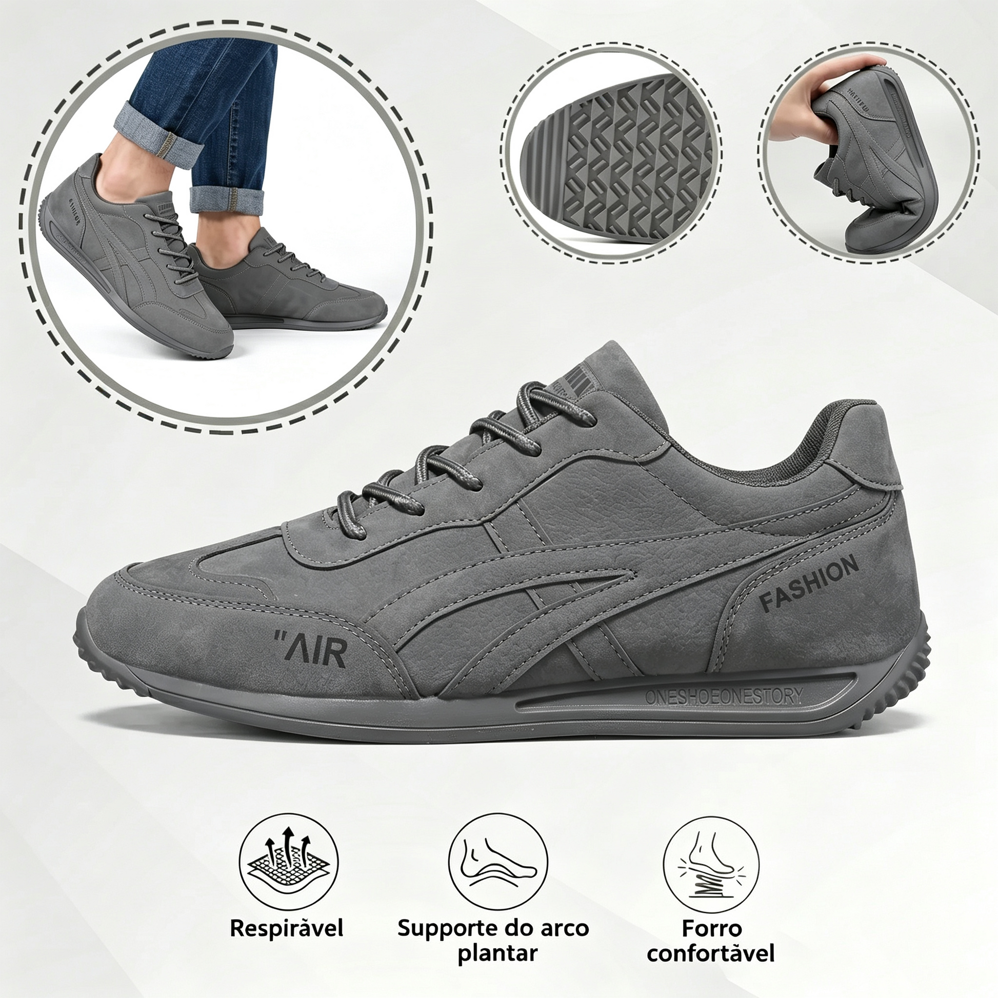 🔥 Oferta especial de hoje com 56% de desconto🎁Sapatos ortopédicos masculinos para caminhada ✅ Respiráveis e antiderrapantes - Diga adeus à dor nos pés e desfrute de conforto o dia todo!