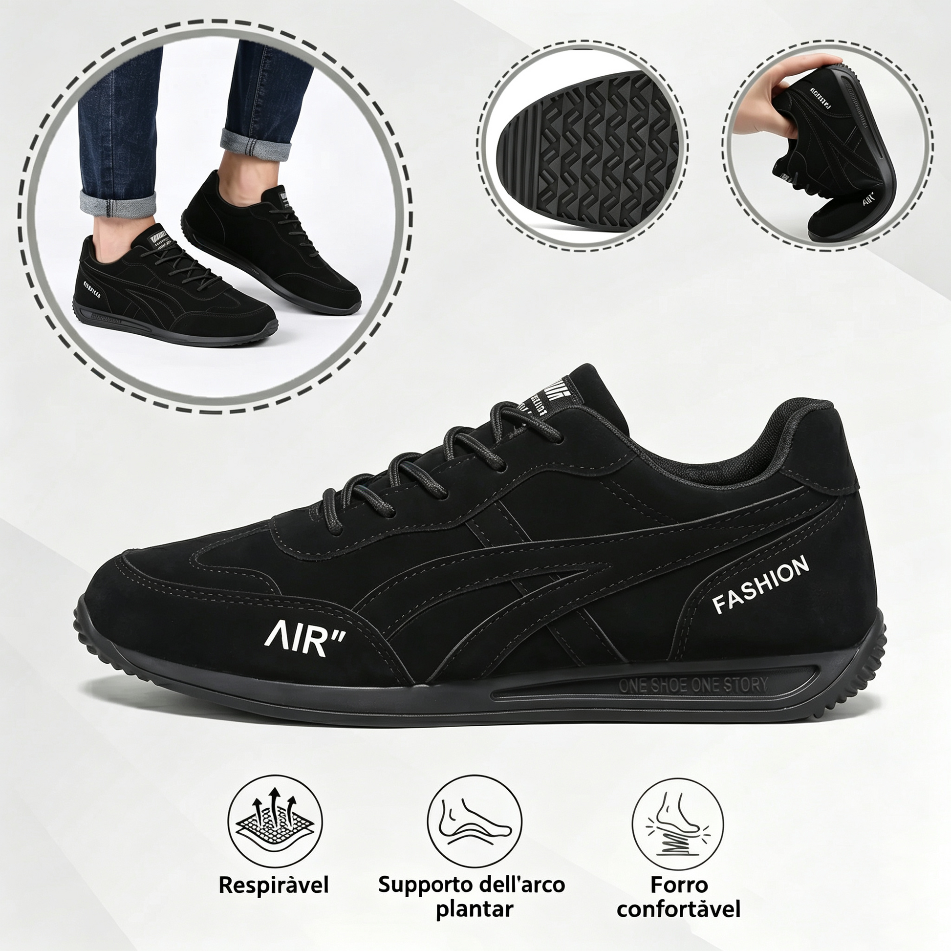 🔥 Oferta especial de hoje com 56% de desconto🎁Sapatos ortopédicos masculinos para caminhada ✅ Respiráveis e antiderrapantes - Diga adeus à dor nos pés e desfrute de conforto o dia todo!