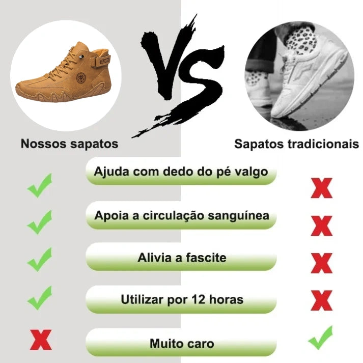 [⏰Desconto de 50% por tempo limitado - Não perca] Sapatos ortopédicos com design ergonómico - Couro premium + costurado à mão 👞