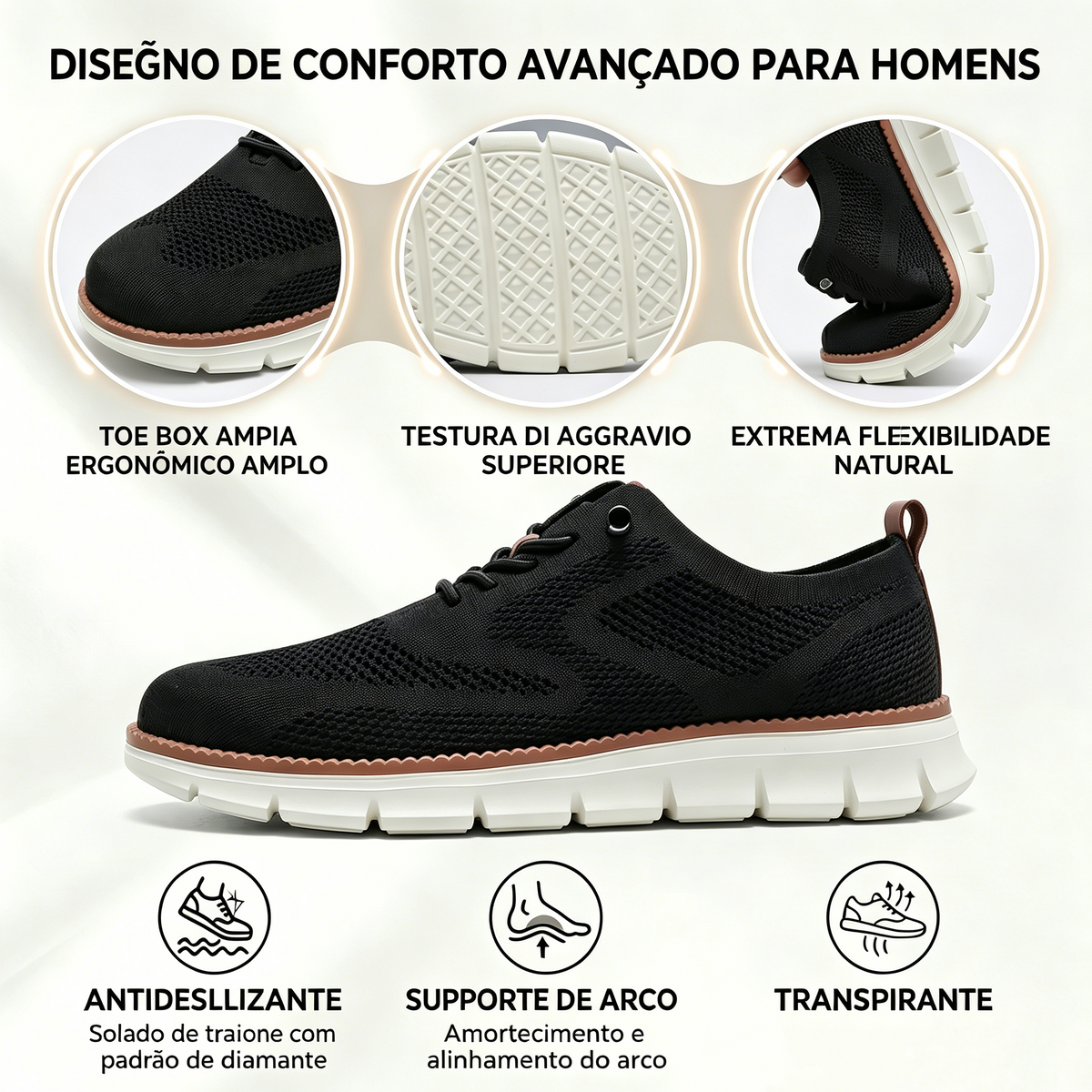 🔥50% de desconto hoje - não perca! | Calçado ortopédico ergonômico, macio e confortável para uso diário e esportes - ✅Suporte para o arco do pé facilita a caminhada