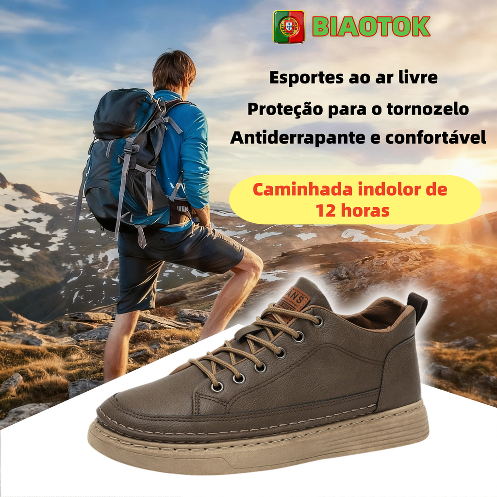 Sapatos de caminhada Biaotok® | Fabricados com pele de bezerro australiana ✅ Suporte para o arco do pé para alívio da dor: Caminhada confortável