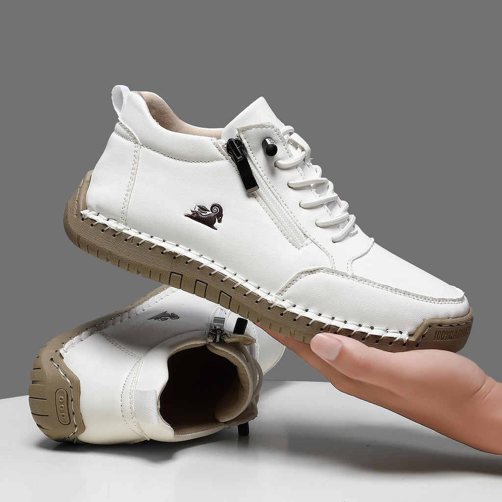 Biaotok® | Sapatos ortopédicos de cano alto em couro com suporte ergonômico para o arco do pé e sola antiderrapante proporcionam conforto excepcional!