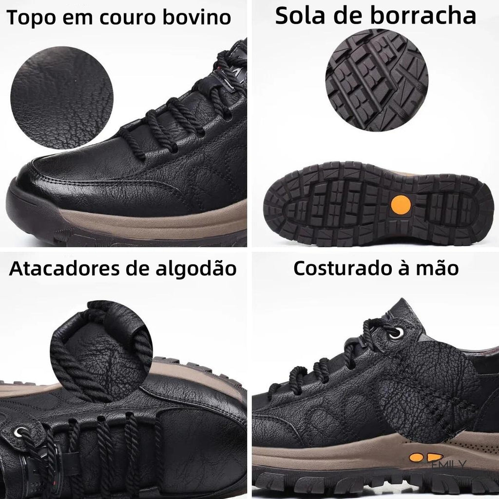 [⏰Desconto de 50% por tempo limitado - Não perca] Sapatos ortopédicos com design ergonómico - Couro premium + costurado à mão 👞