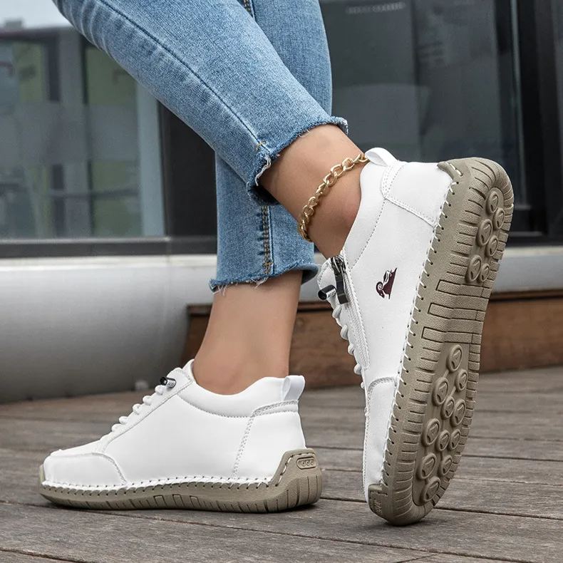 Biaotok® | Sapatos ortopédicos de cano alto em couro com suporte ergonômico para o arco do pé e sola antiderrapante proporcionam conforto excepcional!