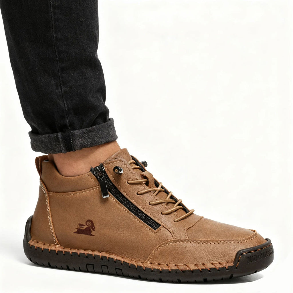 Biaotok® | Sapatos ortopédicos de cano alto em couro com suporte ergonômico para o arco do pé e sola antiderrapante proporcionam conforto excepcional!