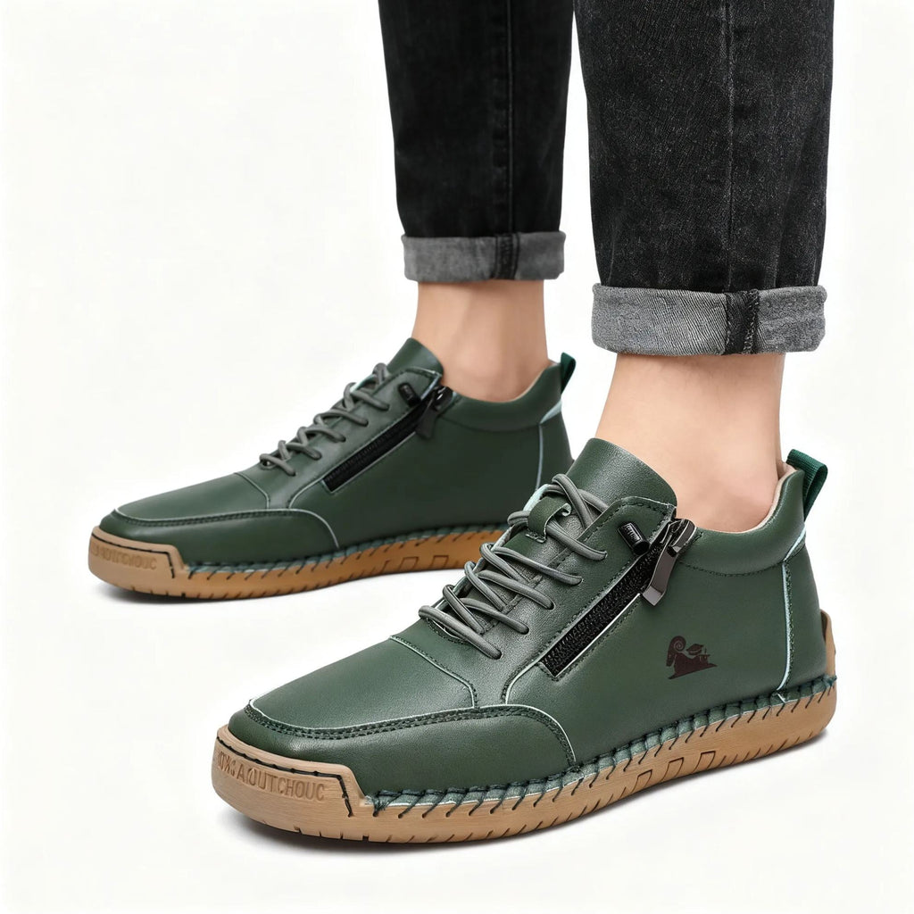 Biaotok® | Sapatos ortopédicos de cano alto em couro com suporte ergonômico para o arco do pé e sola antiderrapante proporcionam conforto excepcional!