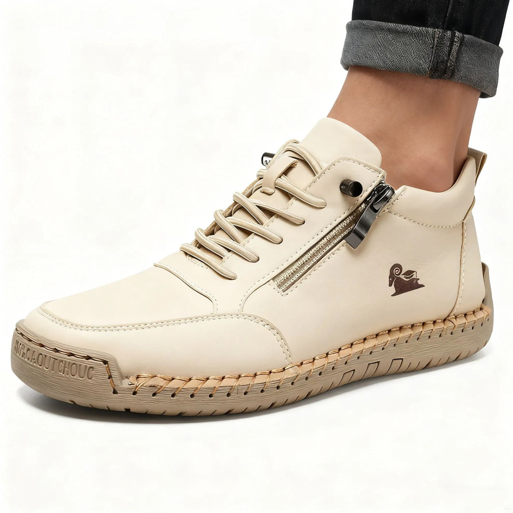 Biaotok® | Sapatos ortopédicos de cano alto em couro com suporte ergonômico para o arco do pé e sola antiderrapante proporcionam conforto excepcional!