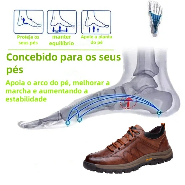 [⏰Desconto de 50% por tempo limitado - Não perca] Sapatos ortopédicos com design ergonómico - Couro premium + costurado à mão 👞