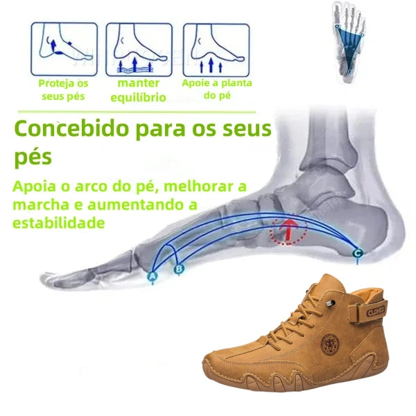 [⏰Desconto de 50% por tempo limitado - Não perca] Sapatos ortopédicos com design ergonómico - Couro premium + costurado à mão 👞