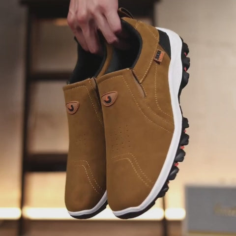 🐂 Sapatos masculinos de couro de bezerro fabricados na Austrália 👞 Costurados à mão, fáceis de calçar e descalçar ✅ Suporte para o arco do pé, alívio da dor - caminhada confortável