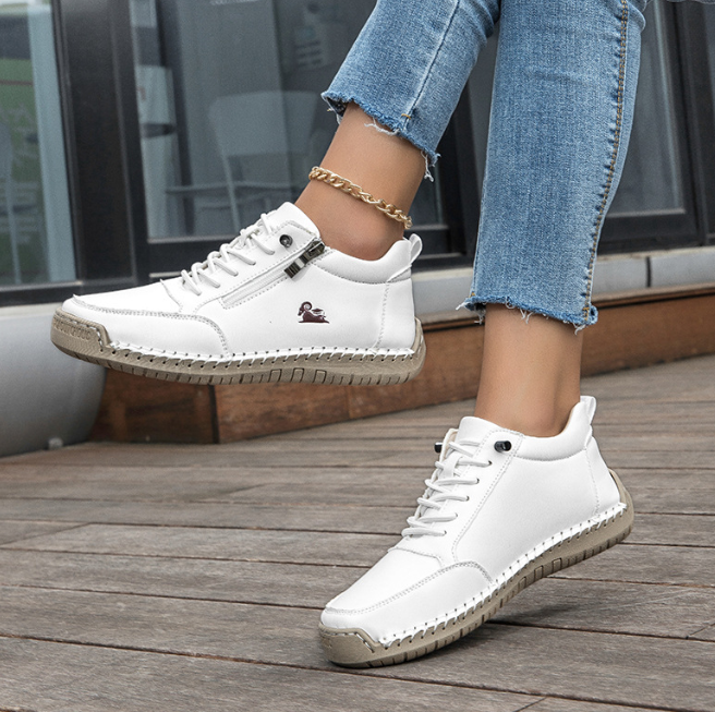 Biaotok® | Sapatos ortopédicos de cano alto em couro com suporte ergonômico para o arco do pé e sola antiderrapante proporcionam conforto excepcional!